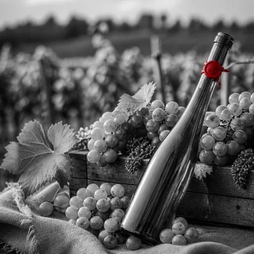 The allure of blue bottle wine Moscato on an Italian vineyard escape